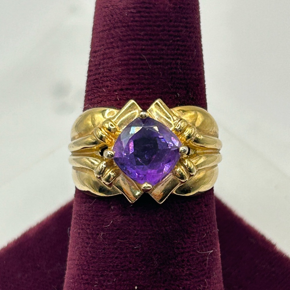 ROSS SIMONS Sterling Silver Gold Vermeil Amethyst Ring Size 8